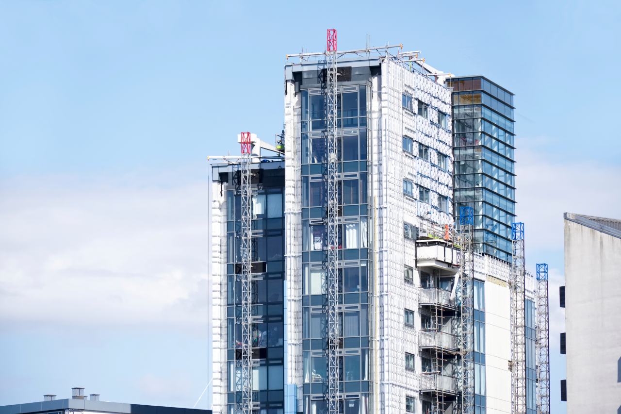 Tower buildings with scafolding