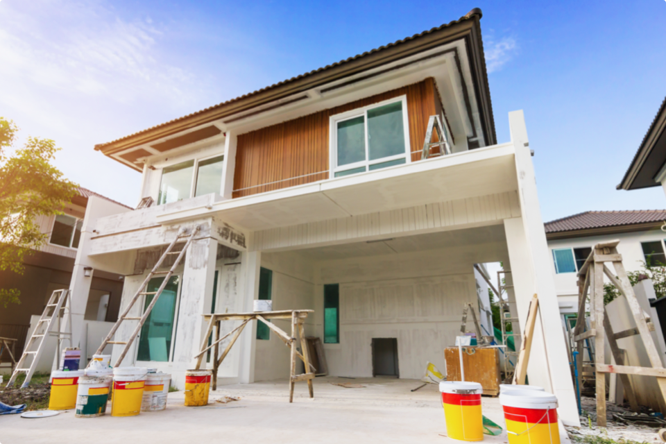 Residential construction site for first level of a home